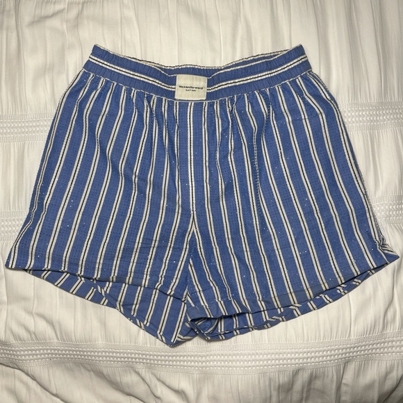Alexander Wang blue striped collin-poplin shorts